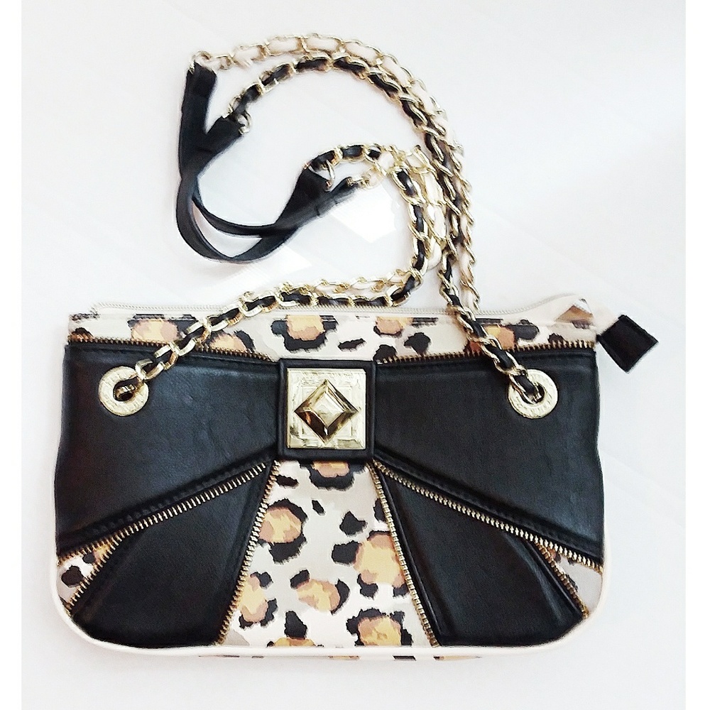 Betsey Johnson Leopard and leather Crossbody Purse